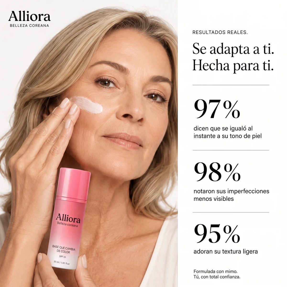 Base de maquillaje que cambia de color 4 en 1 Alliora