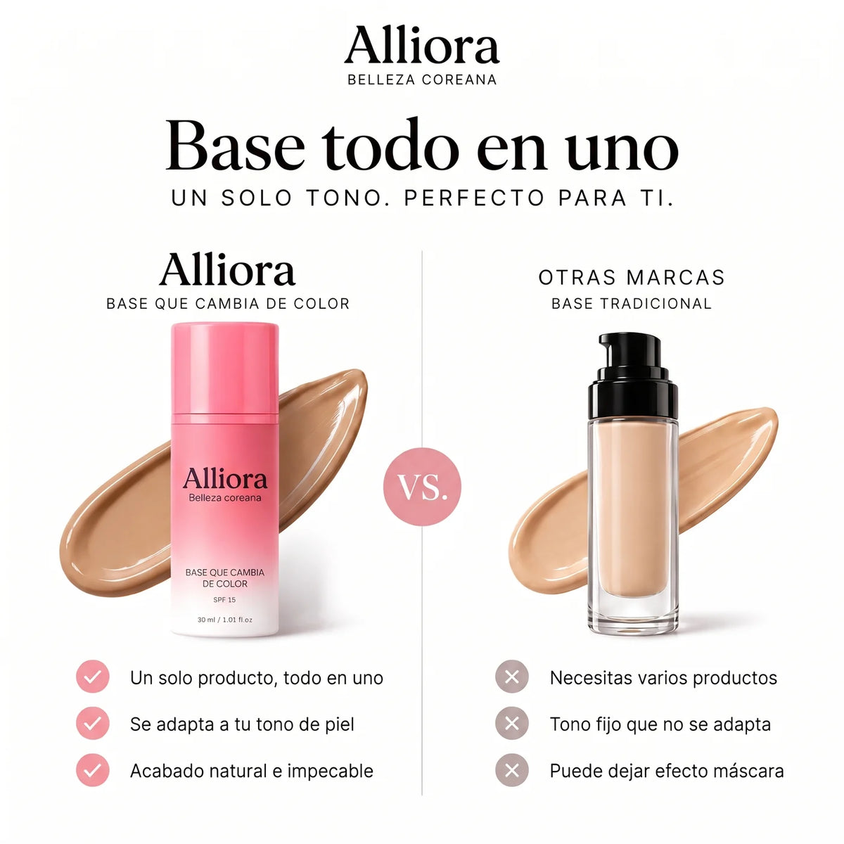 Base de maquillaje que cambia de color 4 en 1 Alliora