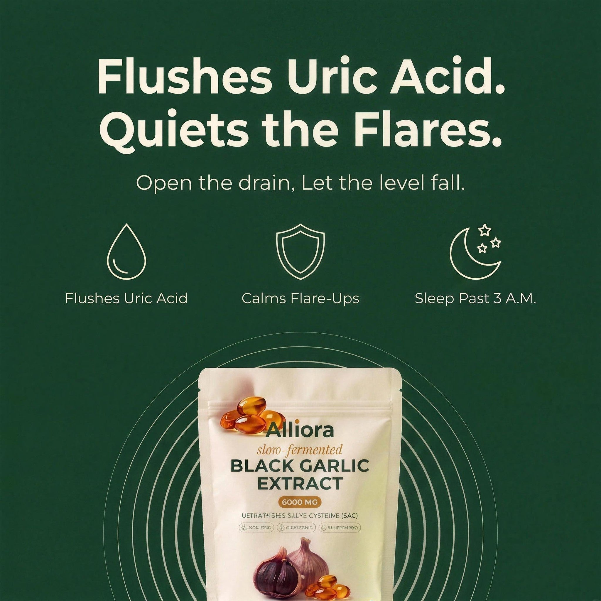 ALLIORA FERMENTED BLACK GARLIC — FLUSHES URIC ACID BUILDUP AT THE SOURCE