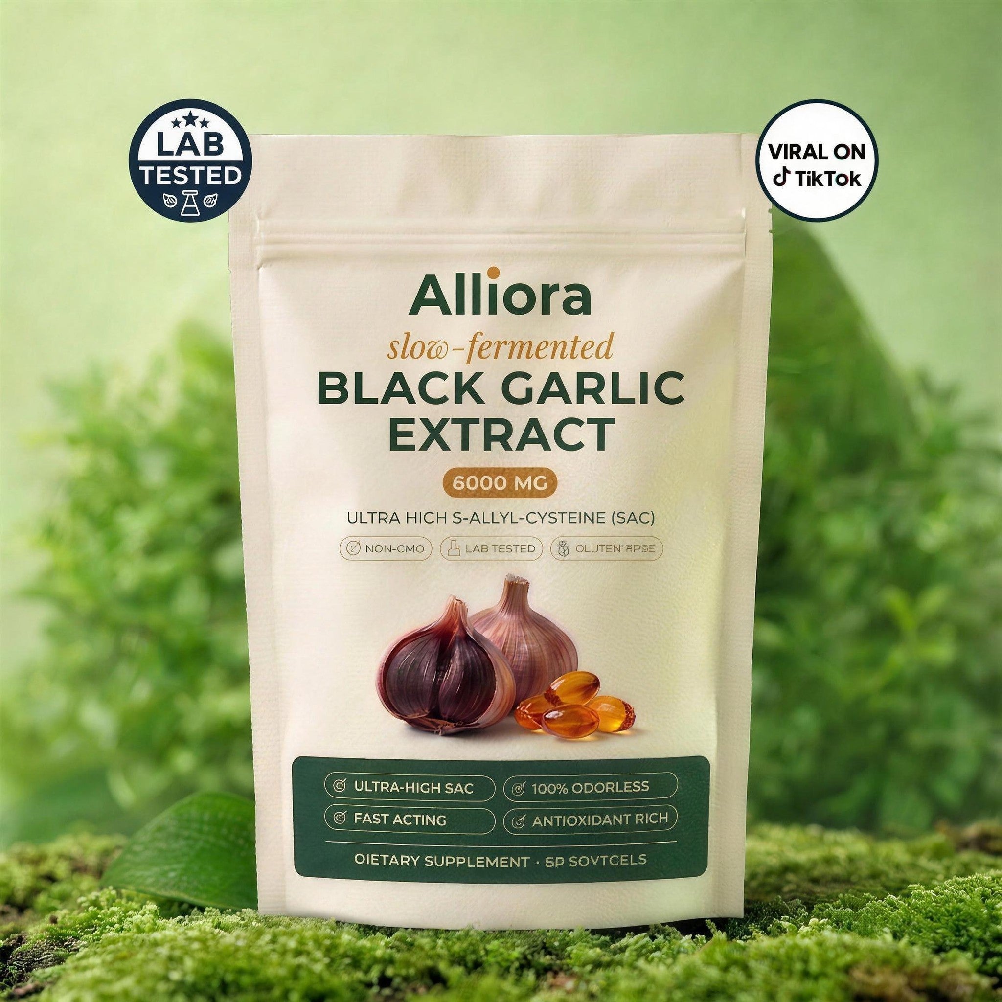ALLIORA FERMENTED BLACK GARLIC — CALMS BURNING, TINGLING FEET FROM THE INSIDE OUT