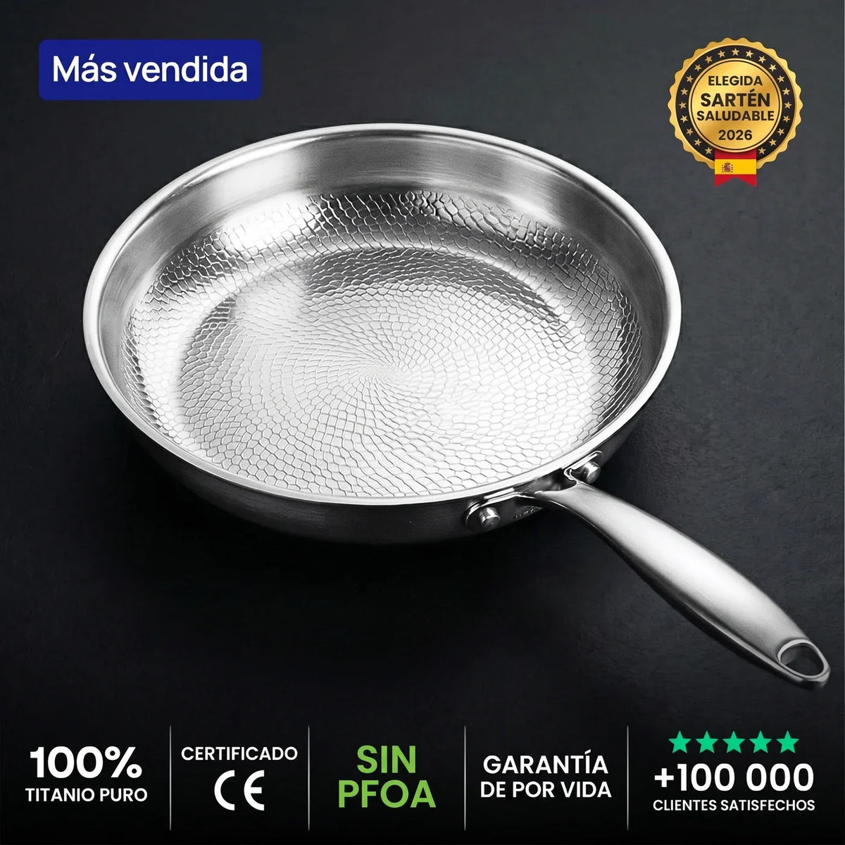 Sartén 100 % titanio puro para una cocina sin tóxicos