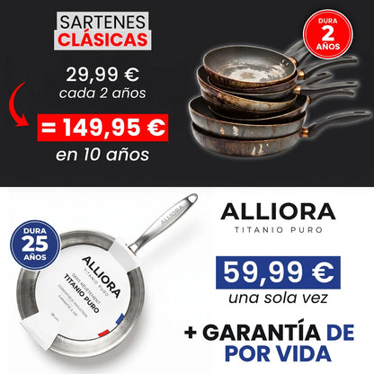 Sartén 100 % titanio puro para una cocina sin tóxicos