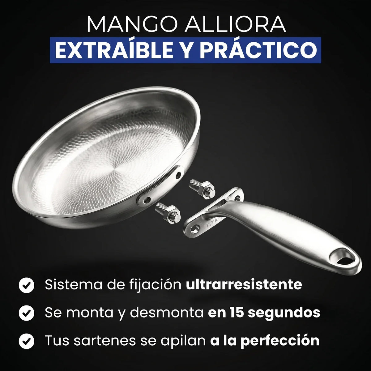 Sartén 100 % titanio puro para una cocina sin tóxicos