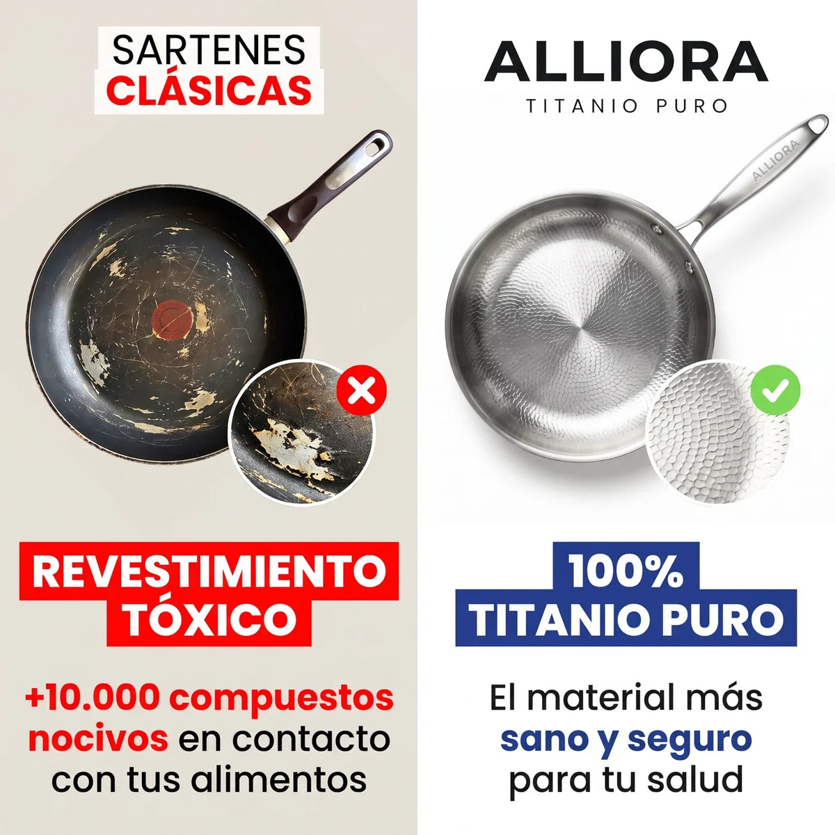 Sartén 100 % titanio puro para una cocina sin tóxicos