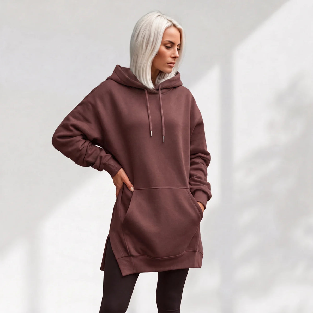Vestido sudadera oversize Marrón