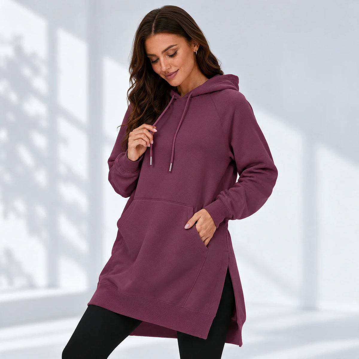 Vestido sudadera oversize Ciruela + manga mariposa
