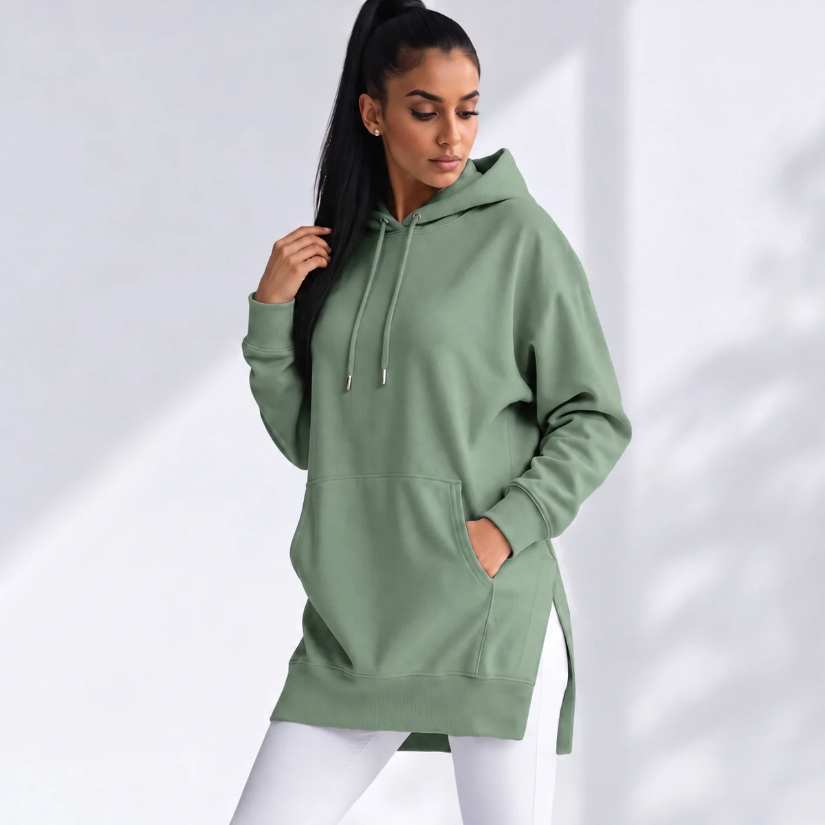 Vestido sudadera oversize Verde salvia