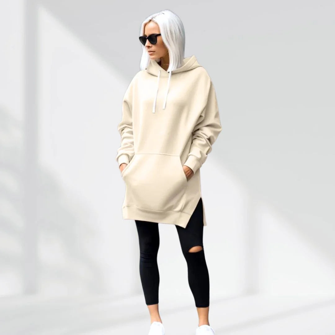 Vestido sudadera oversize Crema