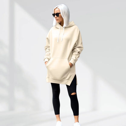Vestido sudadera oversize Crema
