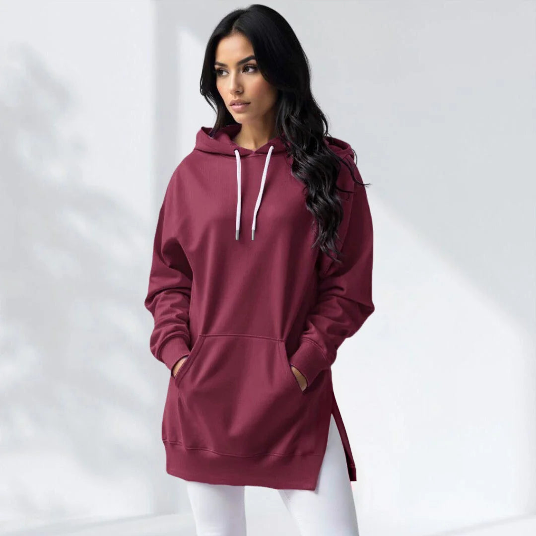 Vestido sudadera oversize Burdeos
