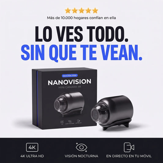 NanoVision Mini Cámara 4K con su caja