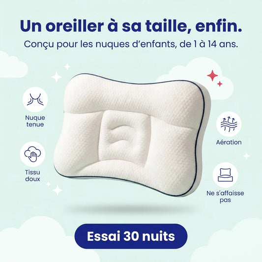 Oreiller ergonomique enfant Tout Malin, trois hauteurs de 1 à 14 ans